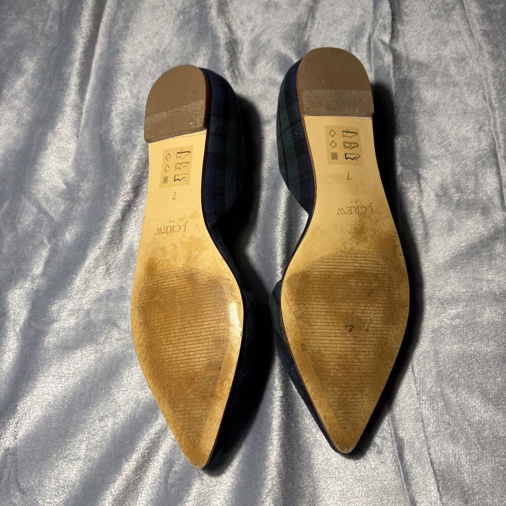 J.CREW Women's d’Orsay Flat In Green/Blue Tartan Plaid Size 7 - Picture 4 of 4
